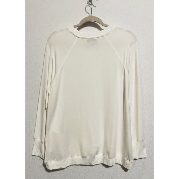 M Magaschoni Sweatshirt Womens Large Ivory Crew Neck Layered Modal Comfy Cozy - Picture 4 of 7
